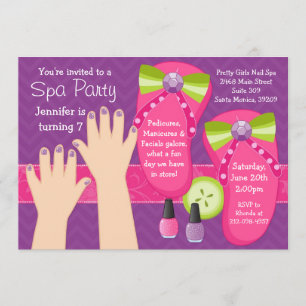 Mani Pedi Spa Birthday Party Invitation