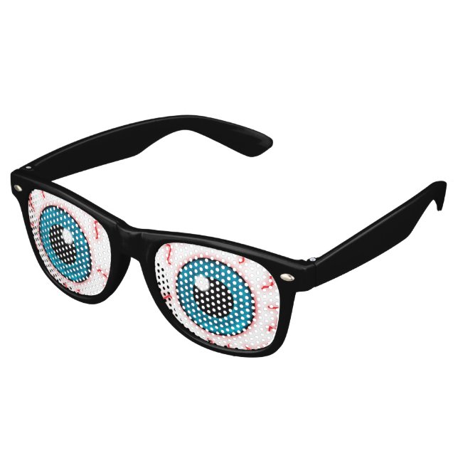 Maniac Bloodshot Eyes Retro Sunglasses (Angled)