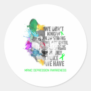 Manic Depression Awareness Ribbon Support Gifts Classic Round Sticker