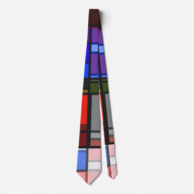 Manic Mondrian Style Retro Colour Composition Tie (Front)