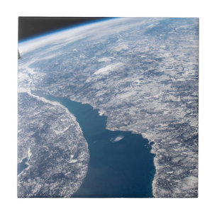 Manicouagan Crater And The St. Lawrence River Ceramic Tile