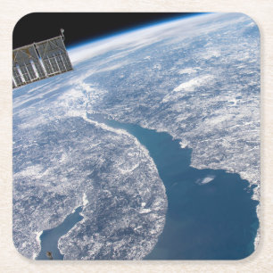 Manicouagan Crater And The St. Lawrence River Square Paper Coaster