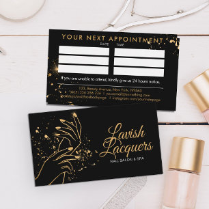 Manicure Hands - line art illustration - gold Business Card