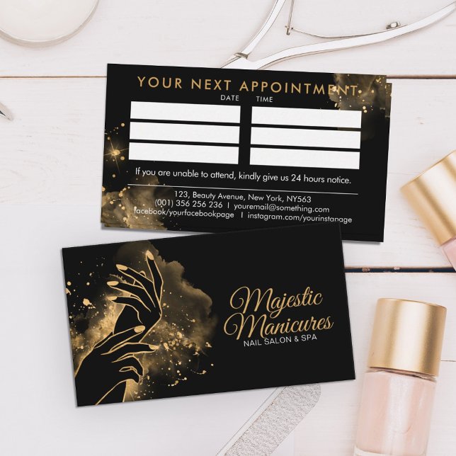 Manicure Hands - line art illustration - gold Business Card (Creator Uploaded)