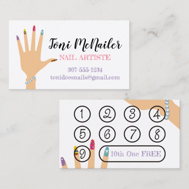 Manicure Manicurist nail artist hand business card (Front/Back)