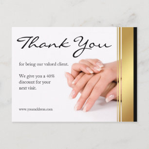 Manicure Nail Salon Simple White Thank You Coupon Postcard