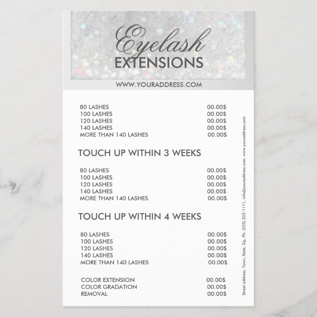 Manicure Nail Salon Snow Glitter Star Price List Flyer (Front)
