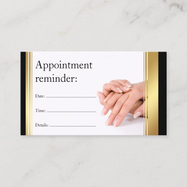 Manicure Nail Salon White Next Visit Reminder Card (Front)