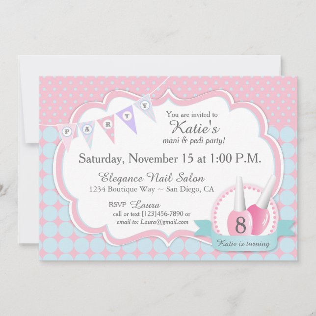 Manicure & Pedicure Spa Party Birthday Invitation (Front)