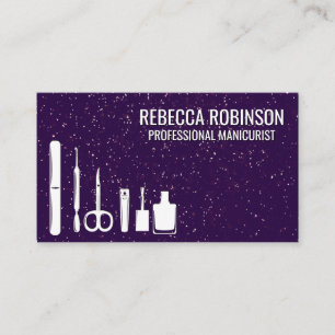 Manicure Tools   Purple Glitter Business Card