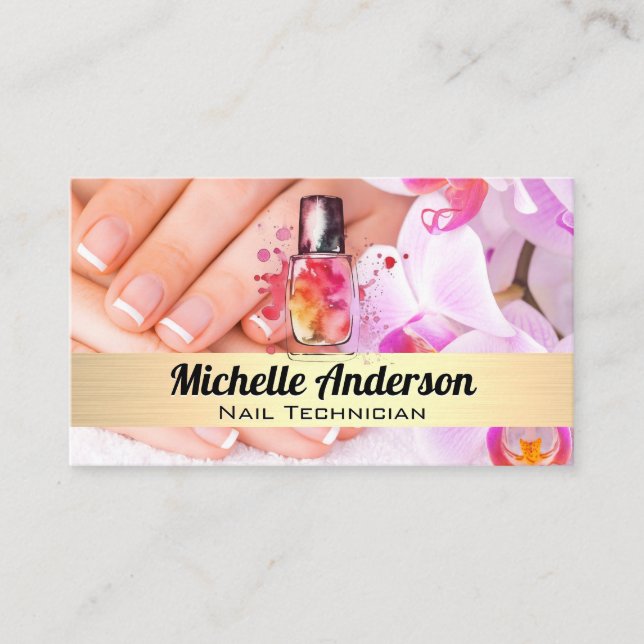 Manicured | Nail Polish Bottles | Spa Business Card (Front)
