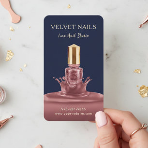 Manicurist Artist Nail Art Blush Pink Navy Blue Business Card