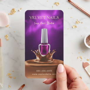 Manicurist Artist Nail Chocolate Dark Purple Chic Business Card