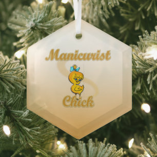 Manicurist Chick Glass Tree Decoration