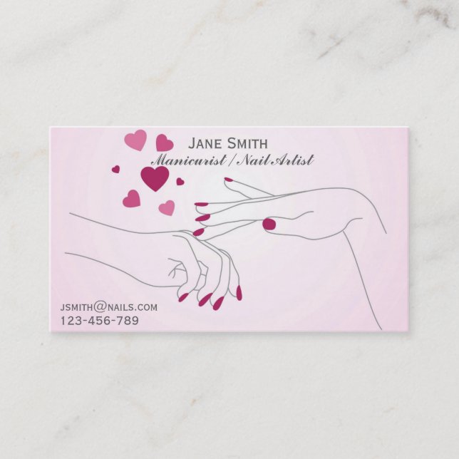 Manicurist, Nail Artist, Nail Technician freelance Business Card (Front)