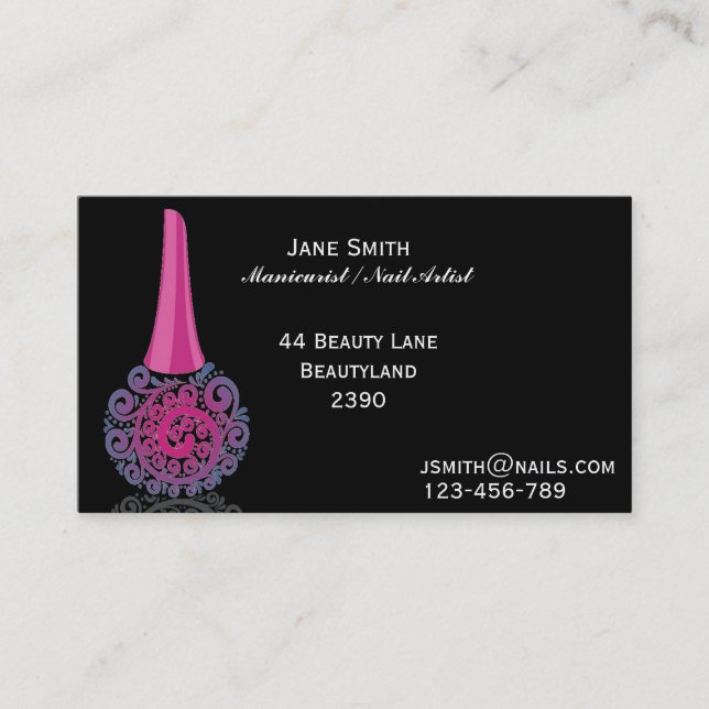 Manicurist, Nail Artist, Nail Technician freelance Business Card (Front)