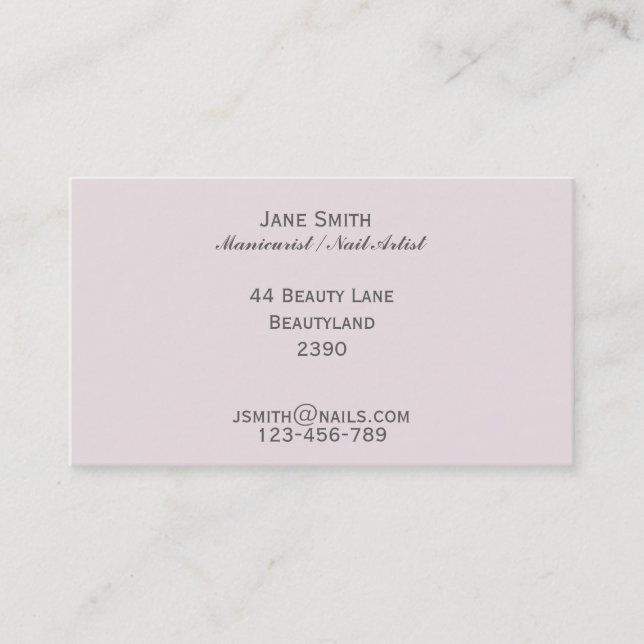 Manicurist, Nail Artist, Nail Technician freelance Business Card (Front)