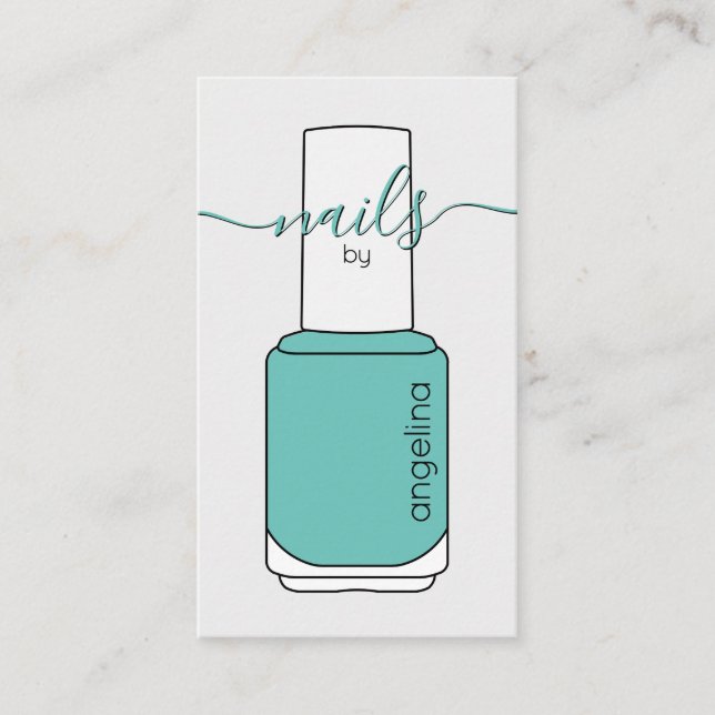 Manicurist Nail Polish Bottle Turquoise Business Card (Front)