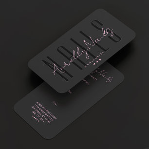 Manicurist Nail Tech Black Pink Appointment Business Card