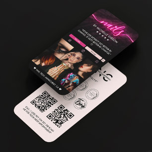 Manicurist Nail Tech Pink Elegant Loyalty logo Business Card