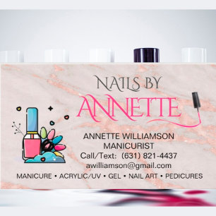 Manicurist Nail Technician Blush Rose Marble Business Card