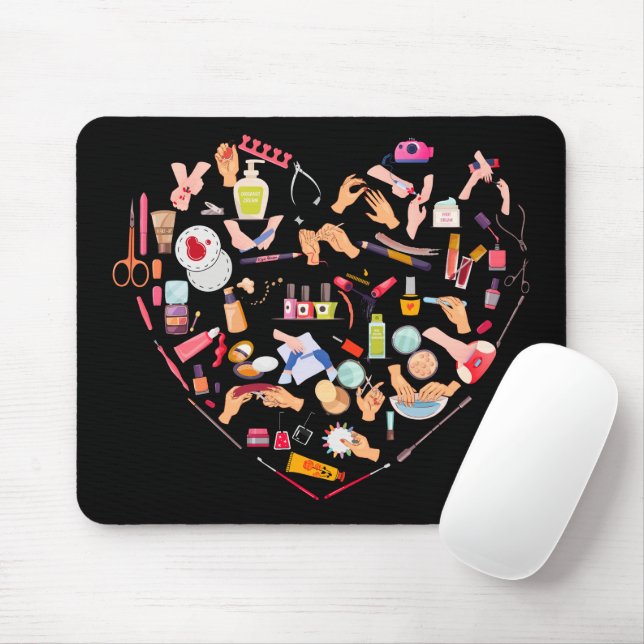 Manicurist Nail Technician Tool Heart Mouse Pad (With Mouse)