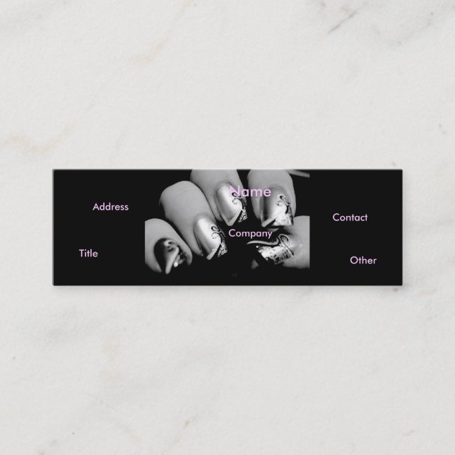Manicurist Nails In Black & White Mini Business Card (Front)