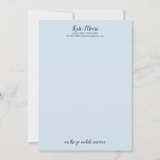 Manicurist Pedicurist Letterhead Invitation (Front)
