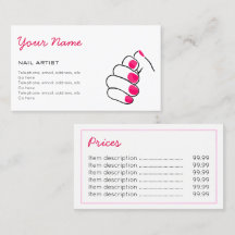 Manicurist Price Business Cards