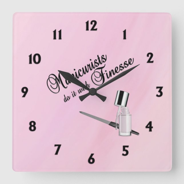 Manicurists Do It With Finesse Square Wall Clock (Front)