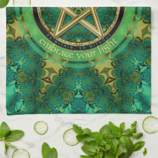 Manifest Your Magic Golden Pentacle Sun Star Tea Towel