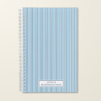 Manifestation Personalised Blue Coastal Stripe Notebook