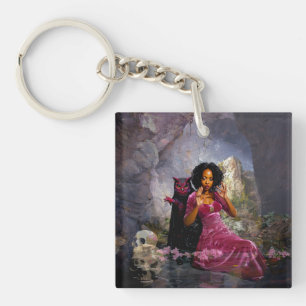 Manifesting Intention Occult Dark Witchy AI Art Key Ring