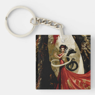 Manifesting Intention Occult Dark Witchy AI Art Key Ring