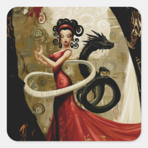 Manifesting Intention Occult Dark Witchy AI Art Square Sticker