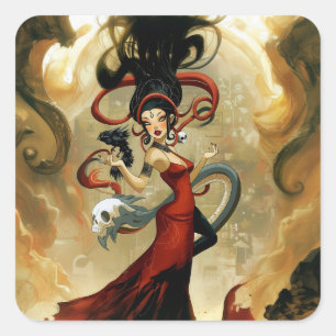 Manifesting Intention Occult Dark Witchy AI Art Square Sticker