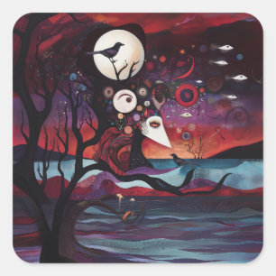 Manifesting Intention Occult Dark Witchy AI Art Square Sticker