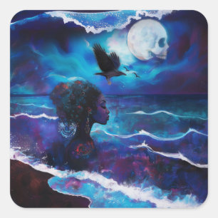 Manifesting Intention Occult Dark Witchy AI Art Square Sticker