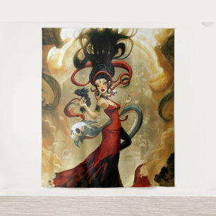 Manifesting Intention Occult Dark Witchy AI Art Tapestry