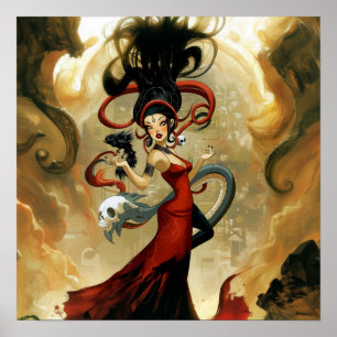 Manifesting Intention Witchy AI Art Matte Value Poster