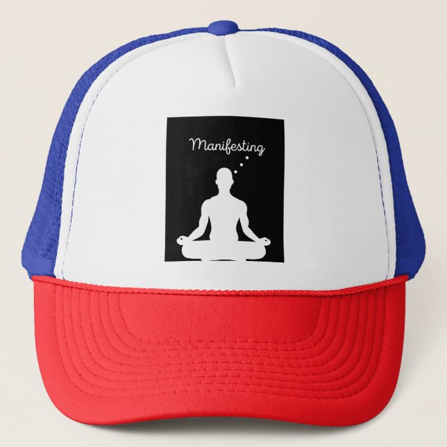 Manifesting Meditation Visual for Positive Vibes a Trucker Hat (Front)