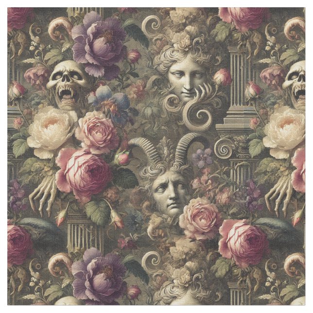 Manifesting Mythos – Gothic Victorian Classic Tile Fabric (Close Up)