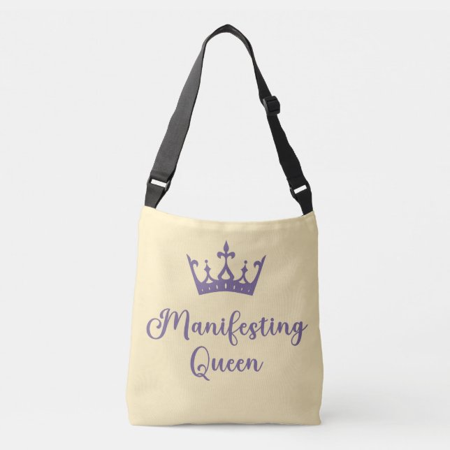 Manifesting Queen Purple Letters  Crossbody Bag (Front)