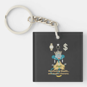 Manifesting Wealth Monkey zen art Key Ring