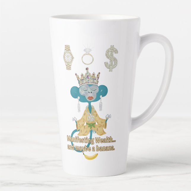 Manifesting Wealth Monkey zen art  Latte Mug (Right)