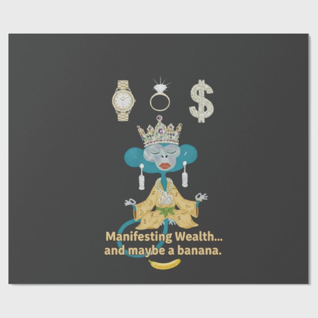 Manifesting Wealth Monkey zen art  Wrapping Paper (Flat)