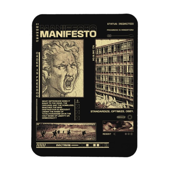 Manifesto - Brutalist Design Magnet (Vertical)