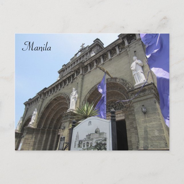 manila cathedral entrance postcard (Front)