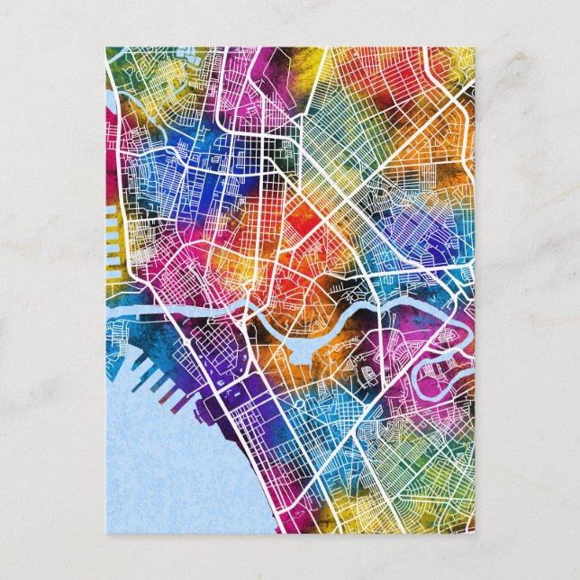 Manila Philippines City Map Postcard (Front)