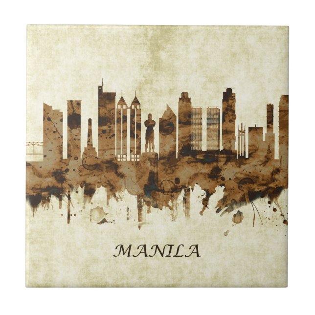 Manila Philippines Cityscape Ceramic Tile (Front)